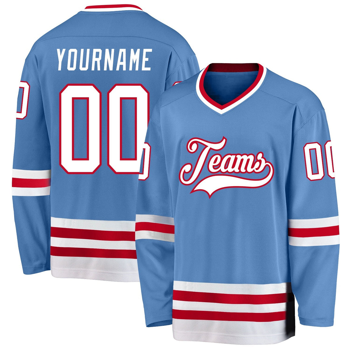 Custom Hockey Jersey - Light Blue White-Red product image 1