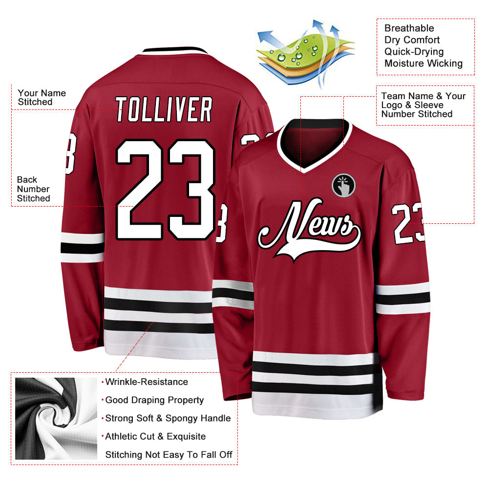 Custom Hockey Jersey - Maroon White-Black product image 2