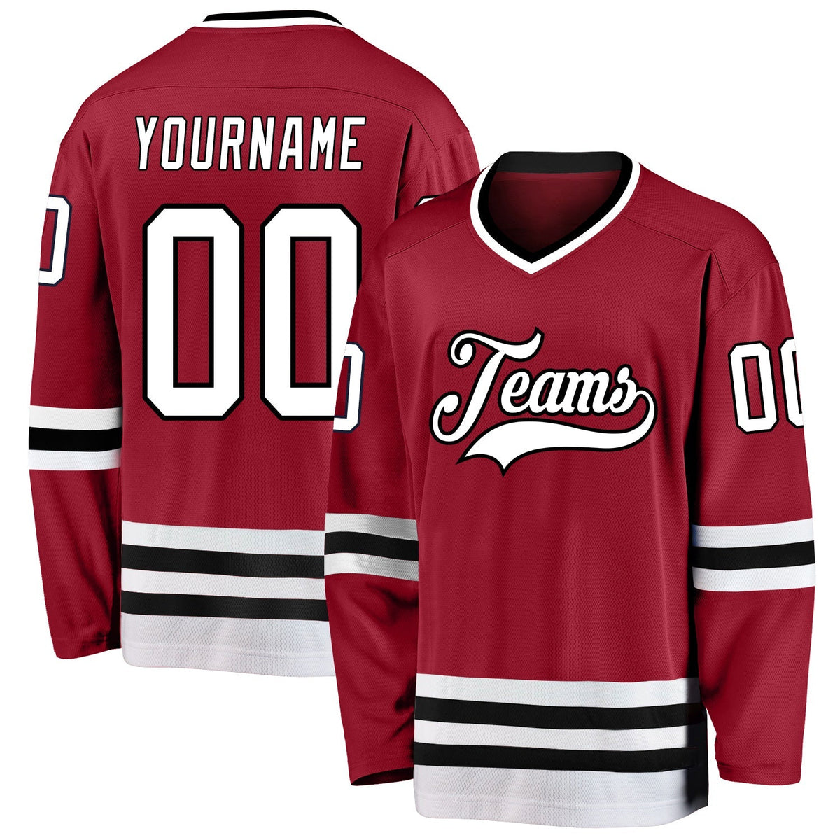 Custom Hockey Jersey - Maroon White-Black product image 1