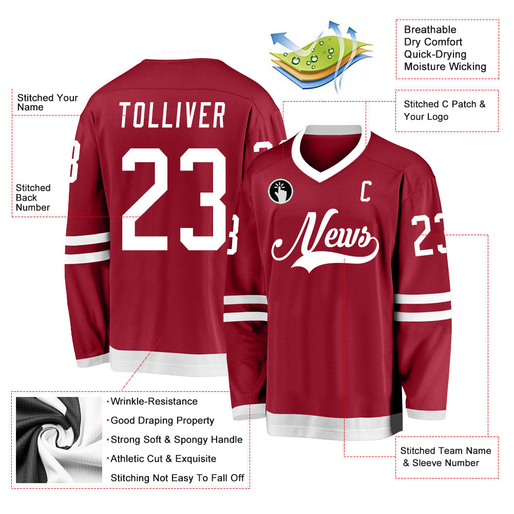 Custom Hockey Jersey - Maroon White product image 2