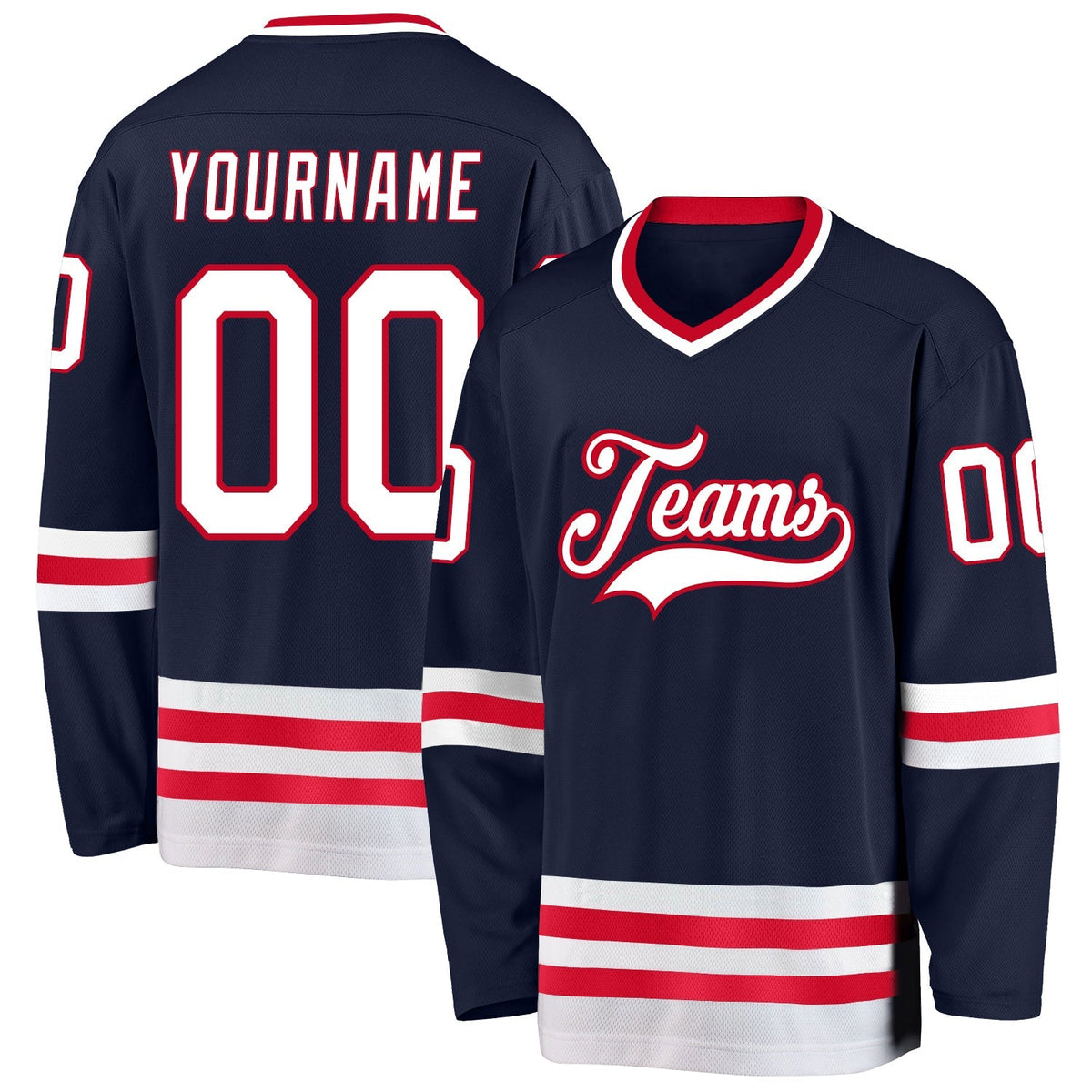 Custom Hockey Jersey - Navy White-Red product image 1