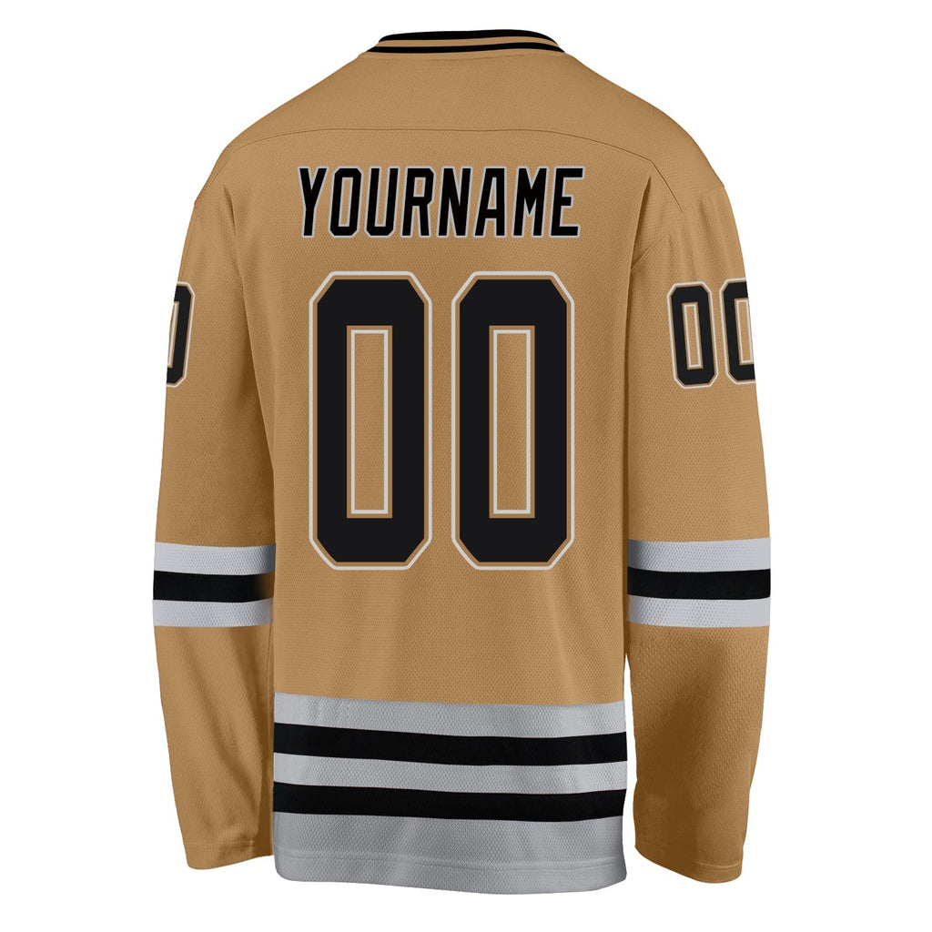 Custom Hockey Jersey - Old Gold Black-Gray product image 3