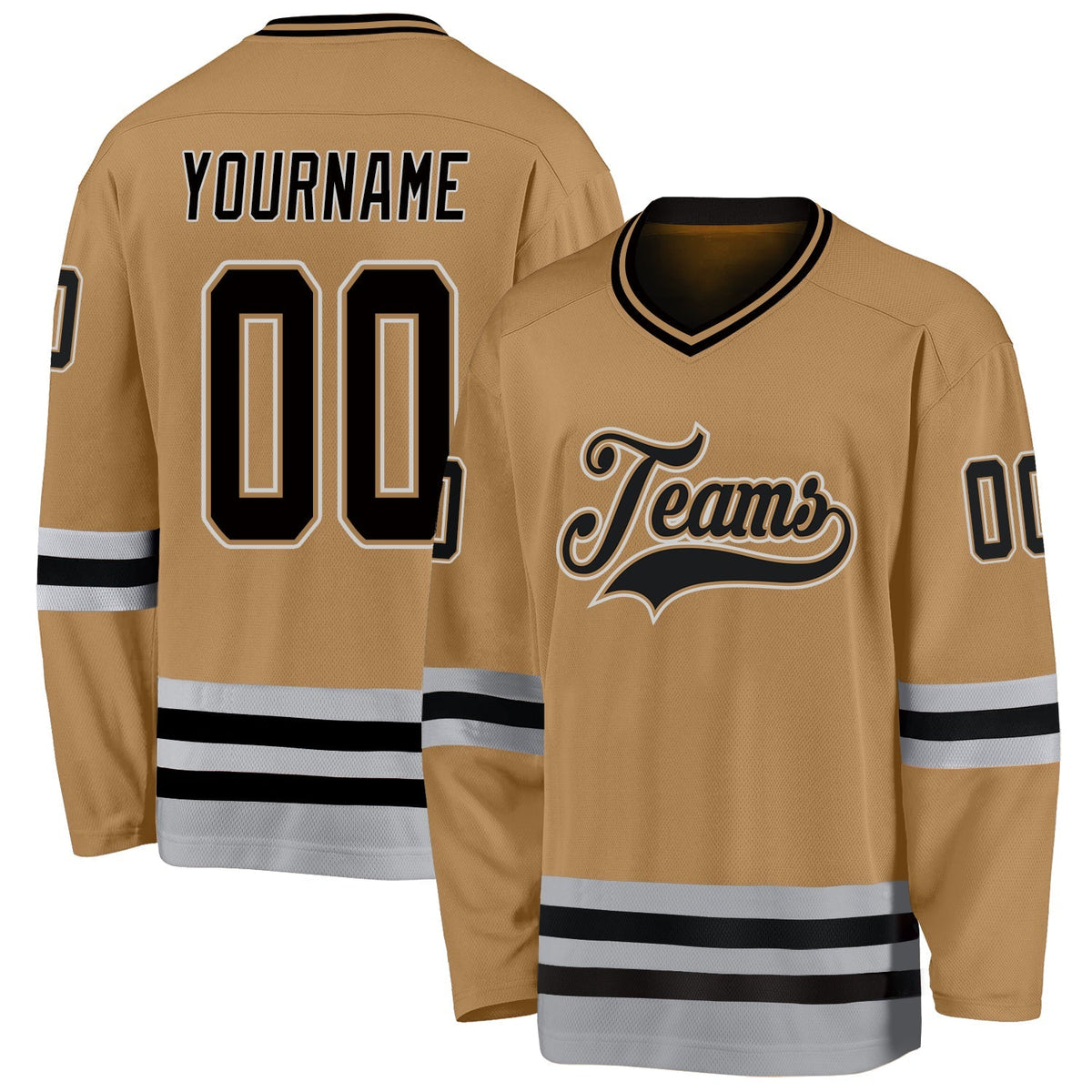 Custom Hockey Jersey - Old Gold Black-Gray product image 1