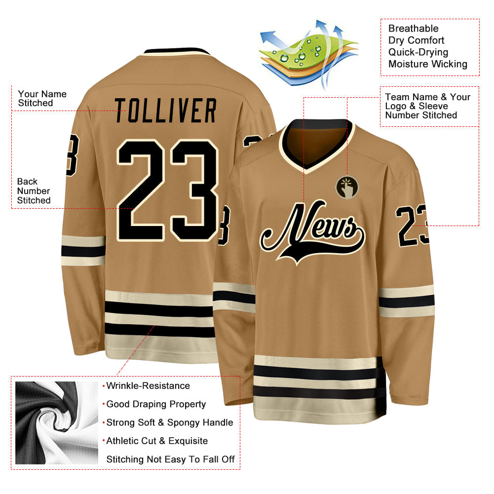Custom Hockey Jersey - Old Gold Black-Cream product image 2
