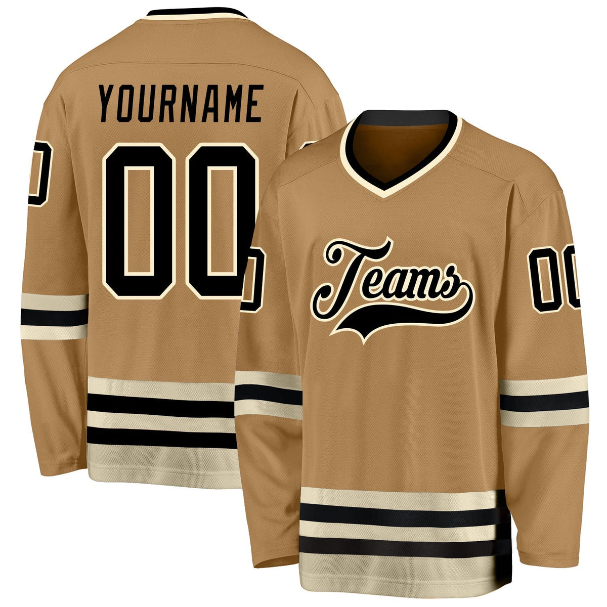 Custom Hockey Jersey - Old Gold Black-Cream product image 1