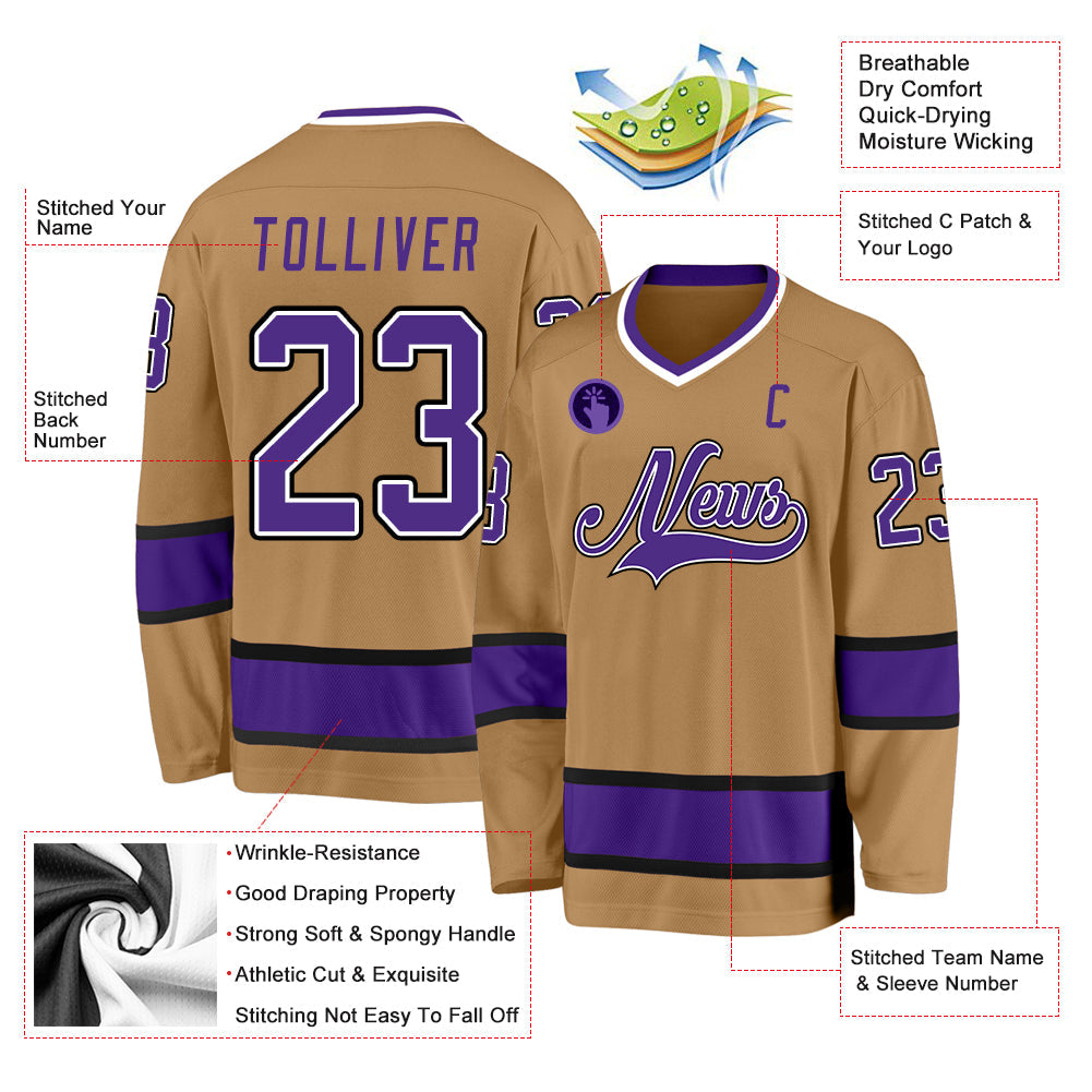 Custom Hockey Jersey - Old Gold Purple-Black product image 2