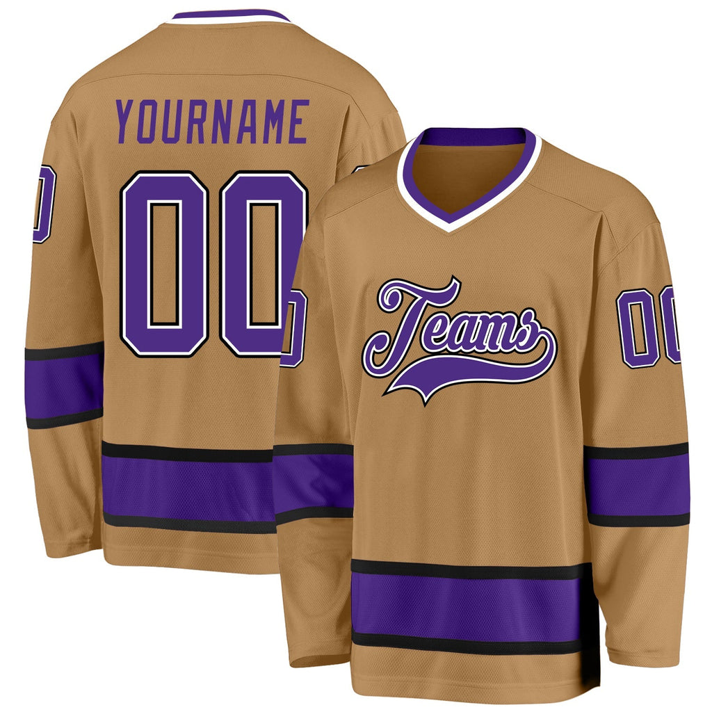 Custom Hockey Jersey - Old Gold Purple-Black product image 1