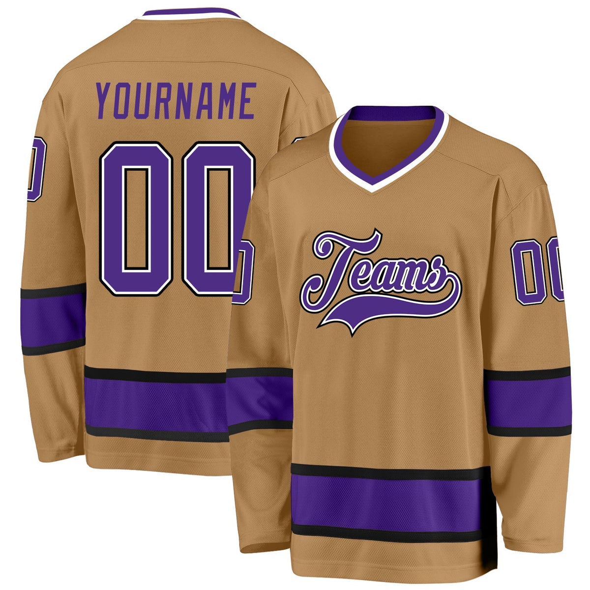 Custom Hockey Jersey - Old Gold Purple-Black product image 1