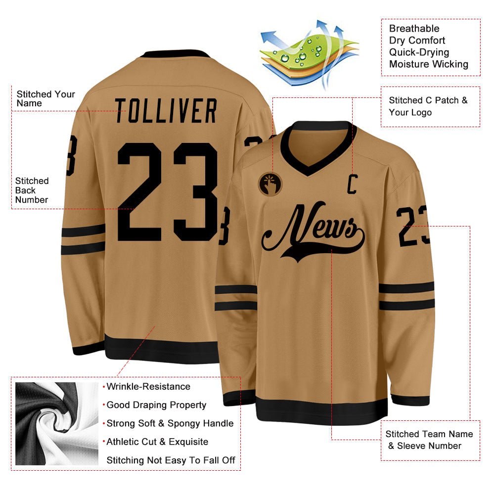Custom Hockey Jersey - Old Gold Black product image 2