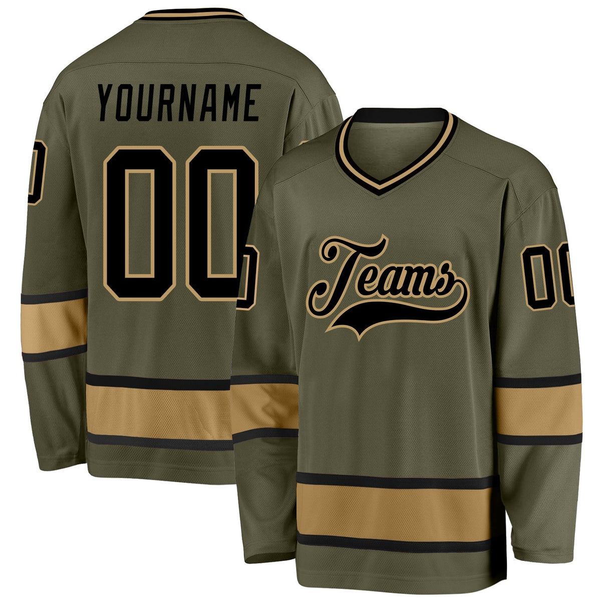 Custom Hockey Jersey - Olive Black-Old Gold Salute To product image 1
