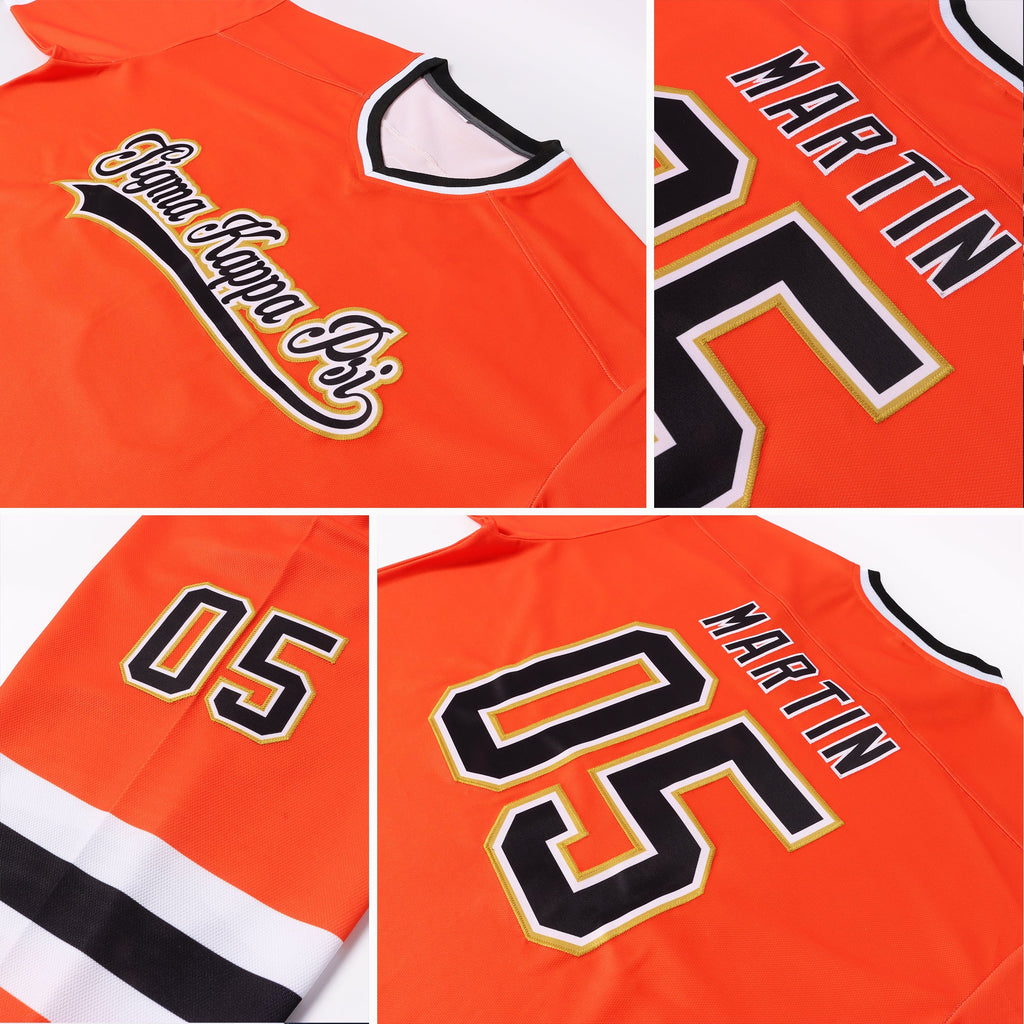 Custom Hockey Jersey - Orange Black-Old Gold product image 7