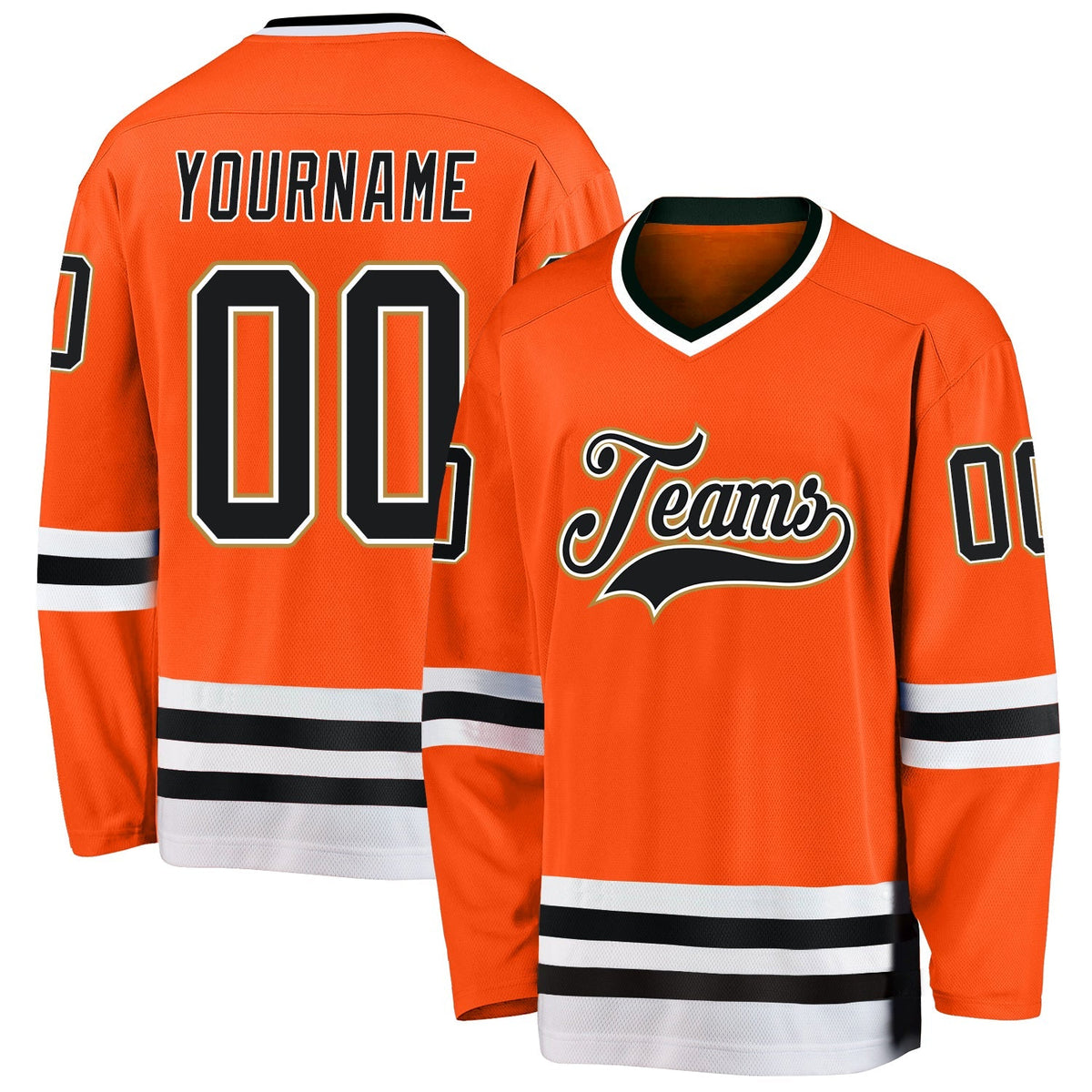 Custom Hockey Jersey - Orange Black-Old Gold product image 1
