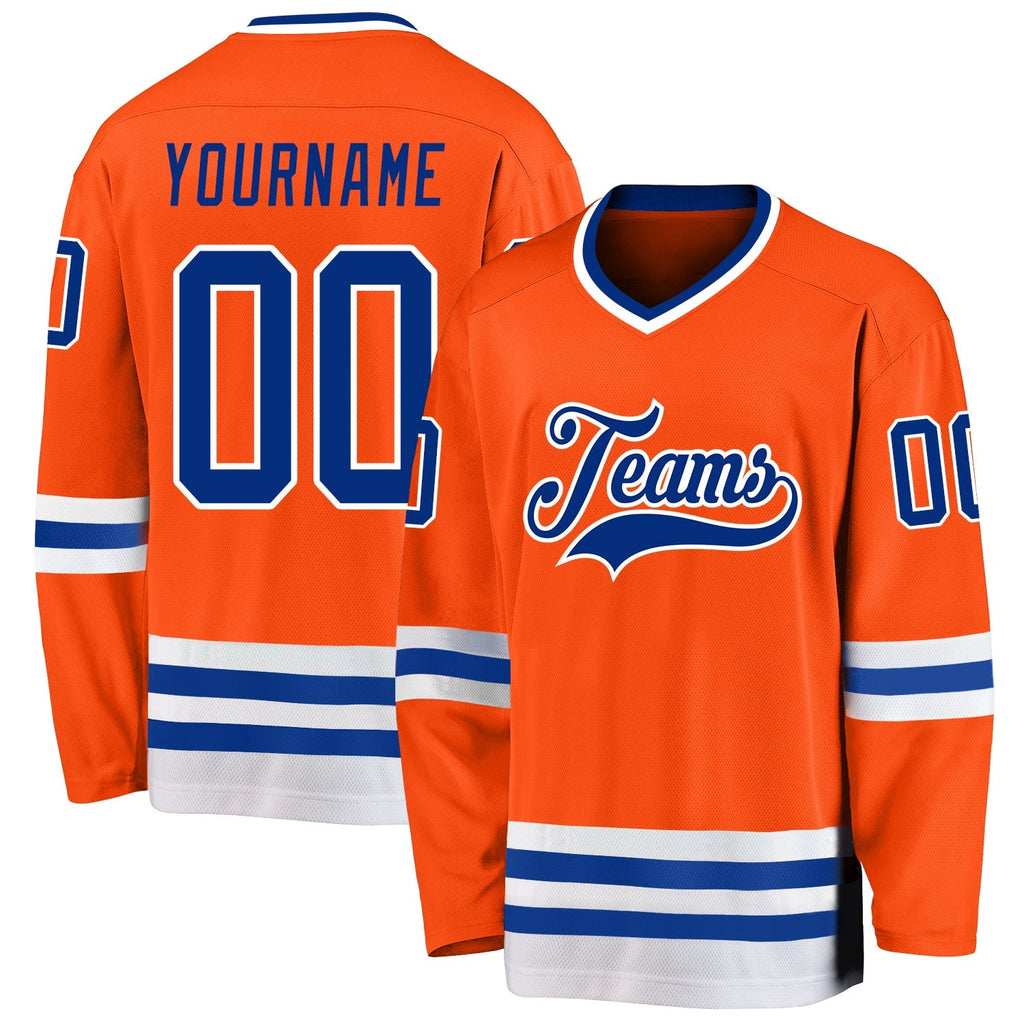 Custom Hockey Jersey - Orange Royal-White product image 1