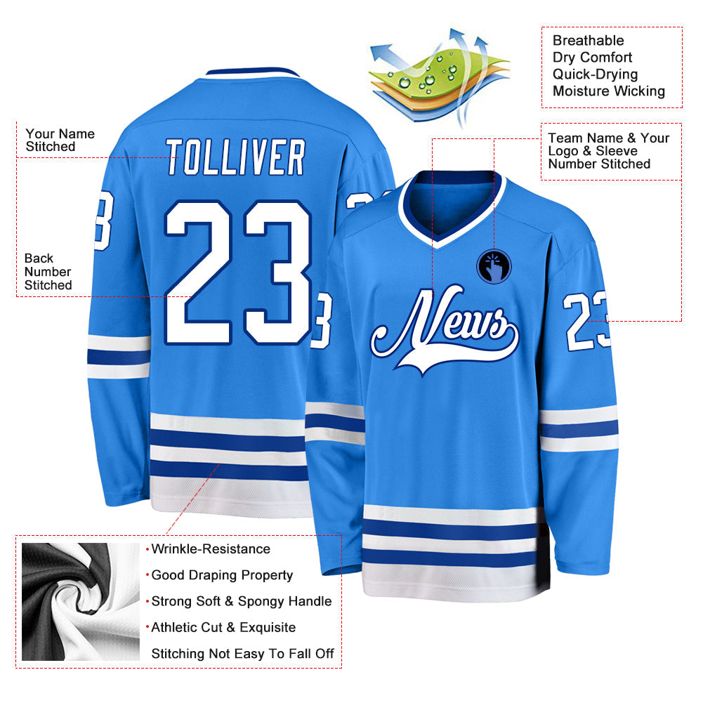 Custom Hockey Jersey - Powder Blue White-Royal product image 2