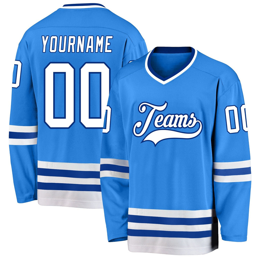 Custom Hockey Jersey - Powder Blue White-Royal product image 1