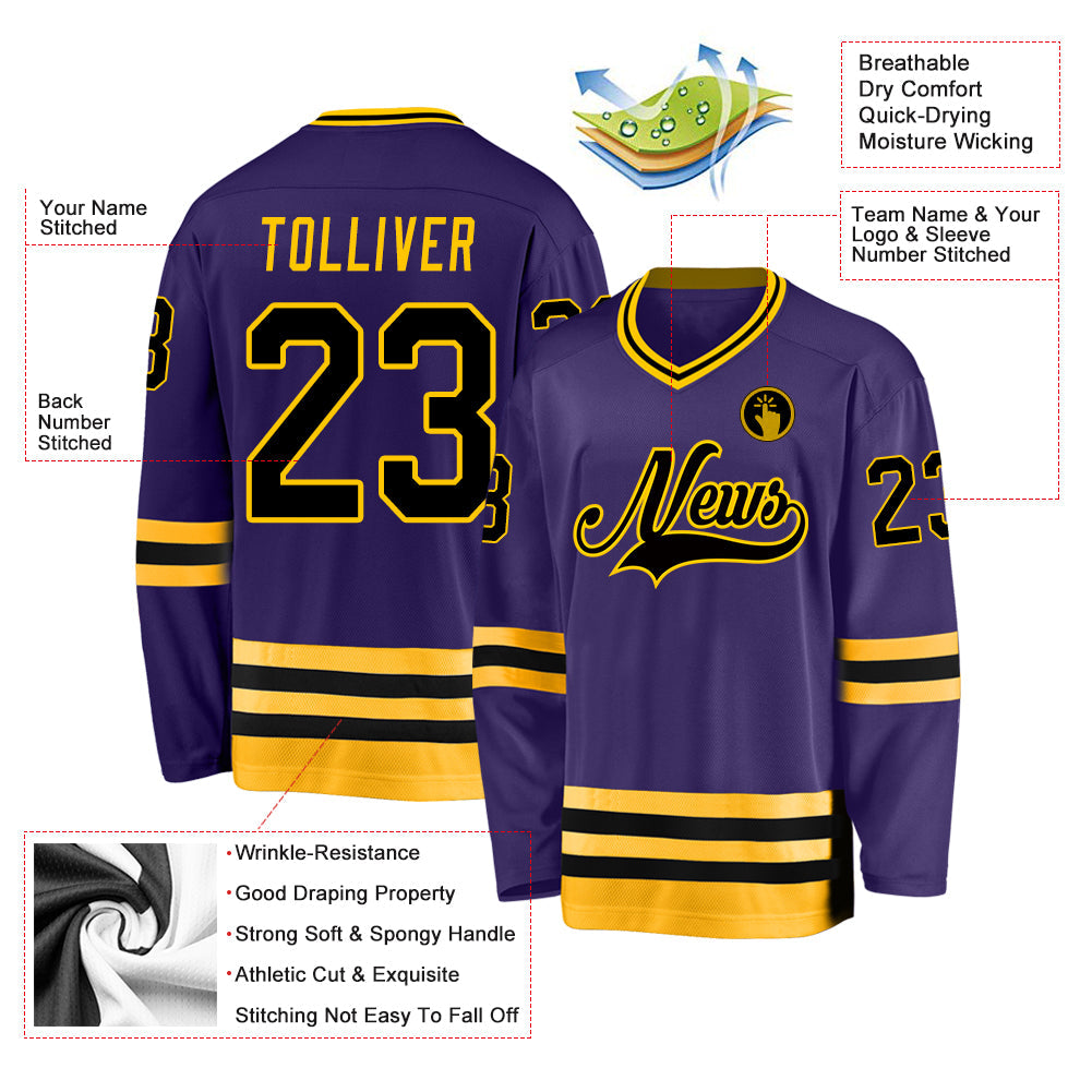 Custom Hockey Jersey - Purple Black-Gold product image 2