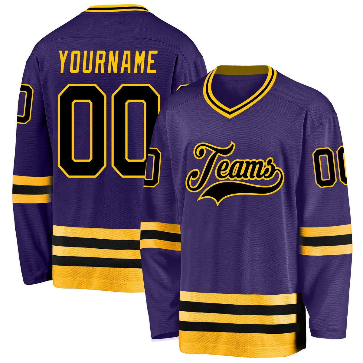 Custom Hockey Jersey - Purple Black-Gold product image 1