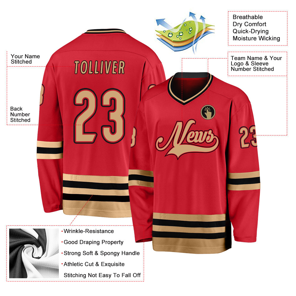 Custom Hockey Jersey - Red Old Gold-Black product image 4