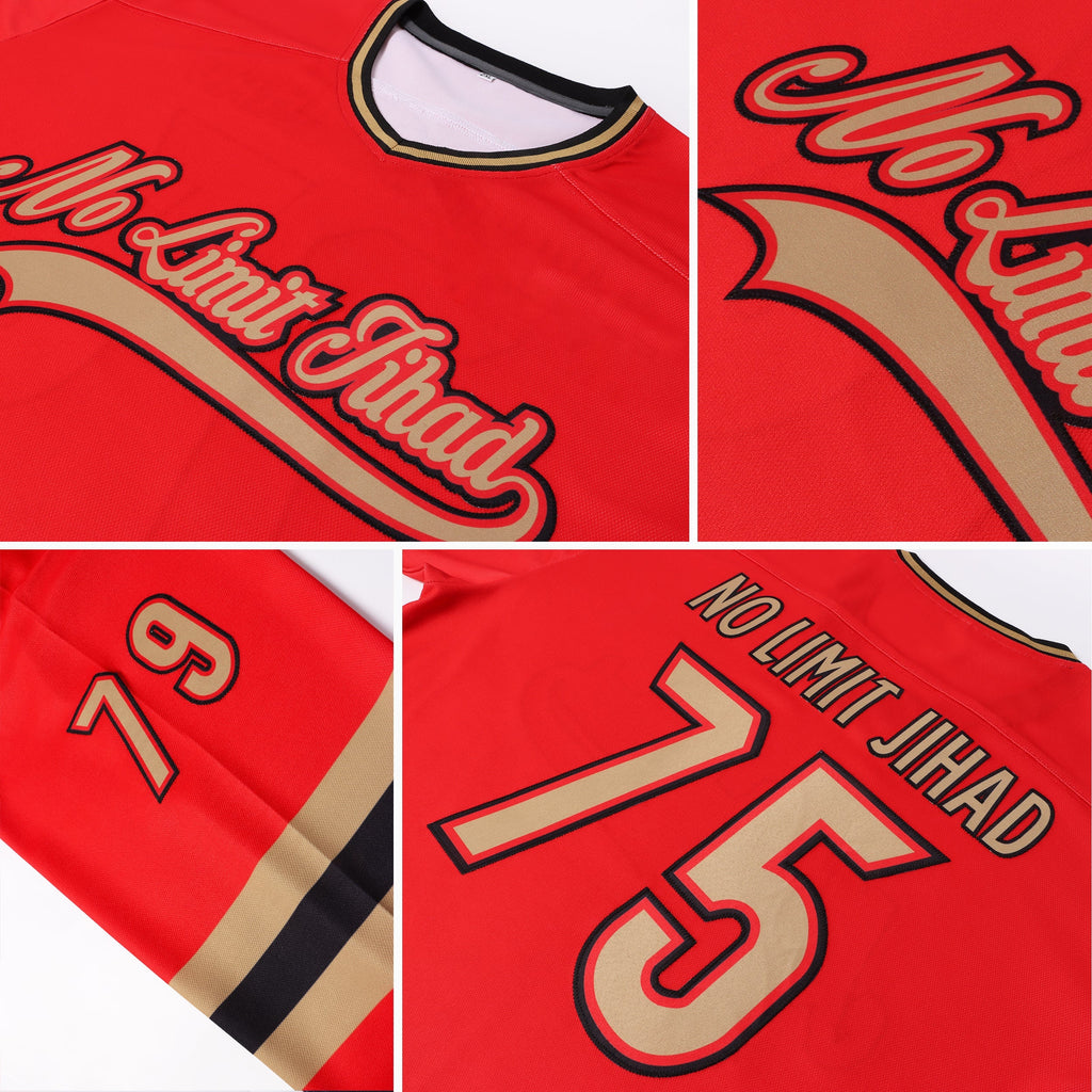 Custom Hockey Jersey - Red Old Gold-Black product image 7