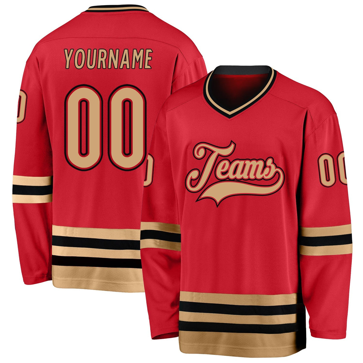 Custom Hockey Jersey - Red Old Gold-Black product image 1