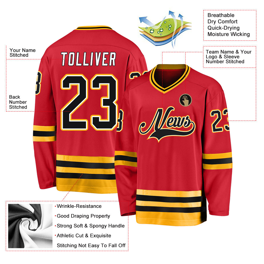 Custom Hockey Jersey - Red Black-Gold product image 4