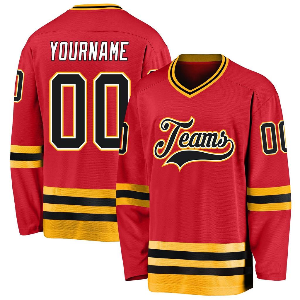 Custom Hockey Jersey - Red Black-Gold product image 1