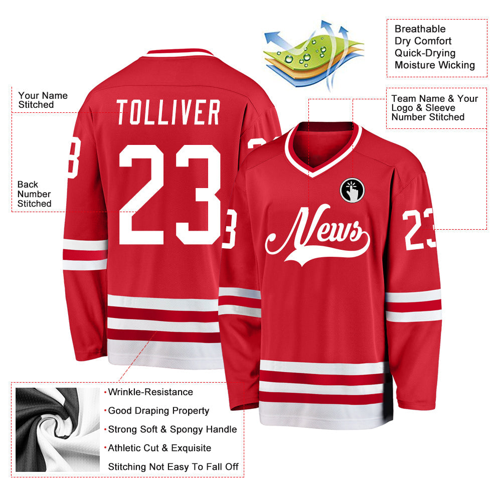 Custom Hockey Jersey - Red White product image 2