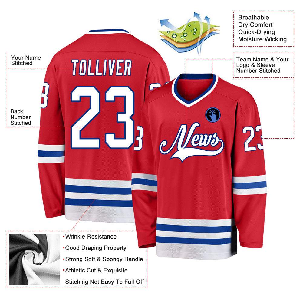 Custom Hockey Jersey - Red White-Royal product image 2