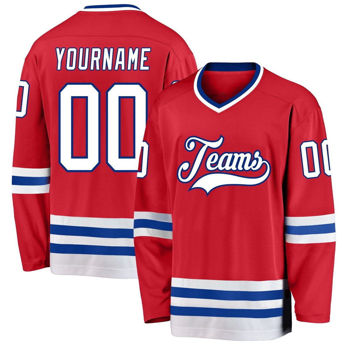 Custom Hockey Jersey - Red White-Royal product image 1