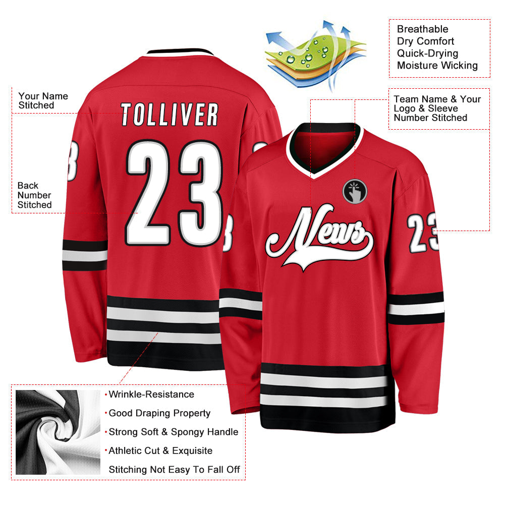 Custom Hockey Jersey - Red White-Black product image 2