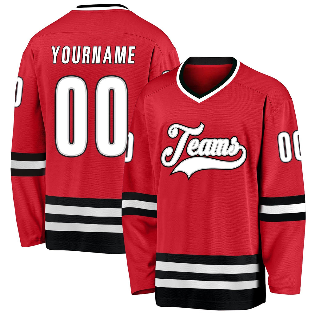 Custom Hockey Jersey - Red White-Black product image 1