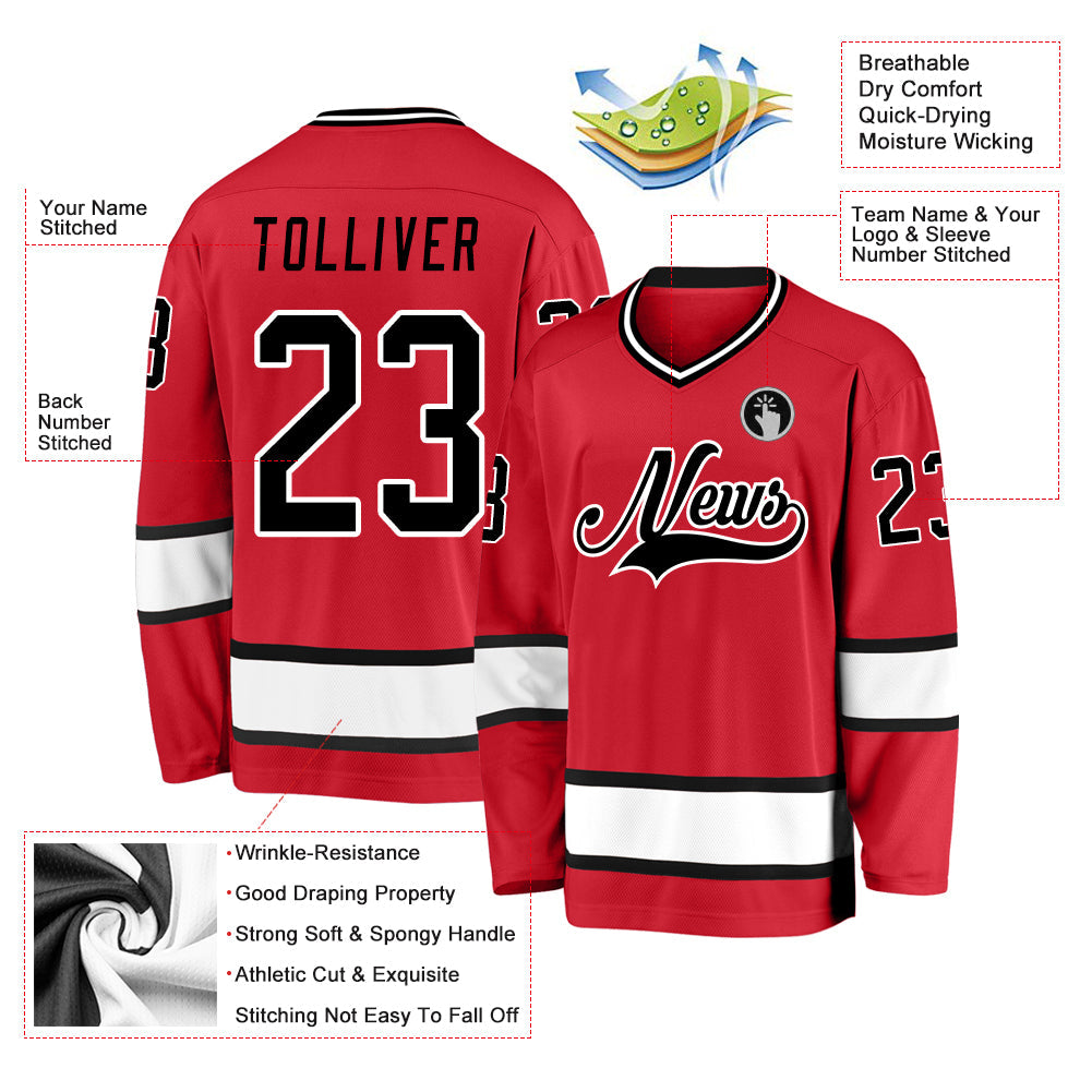 Custom Hockey Jersey - Red Black-White product image 2