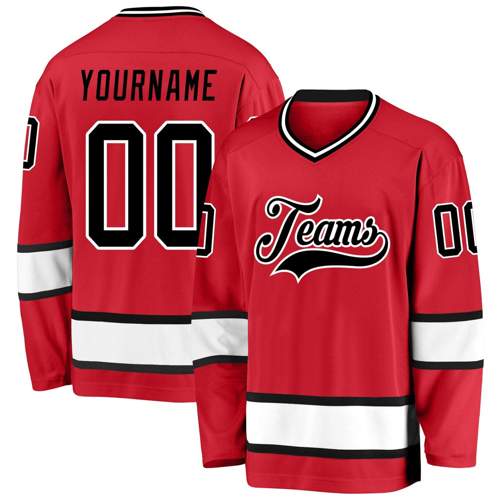 Custom Hockey Jersey - Red Black-White product image 1