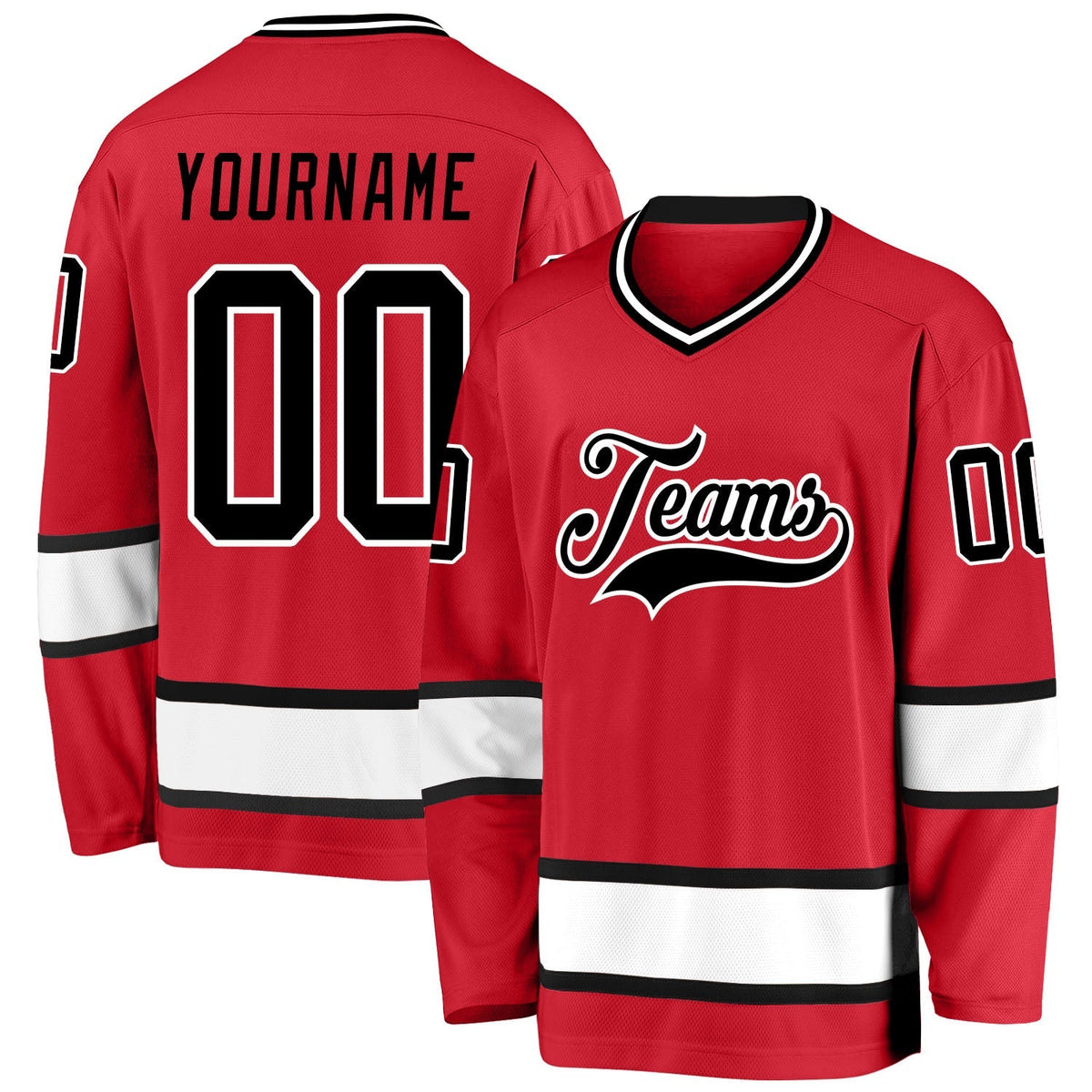 Custom Hockey Jersey - Red Black-White product image 1