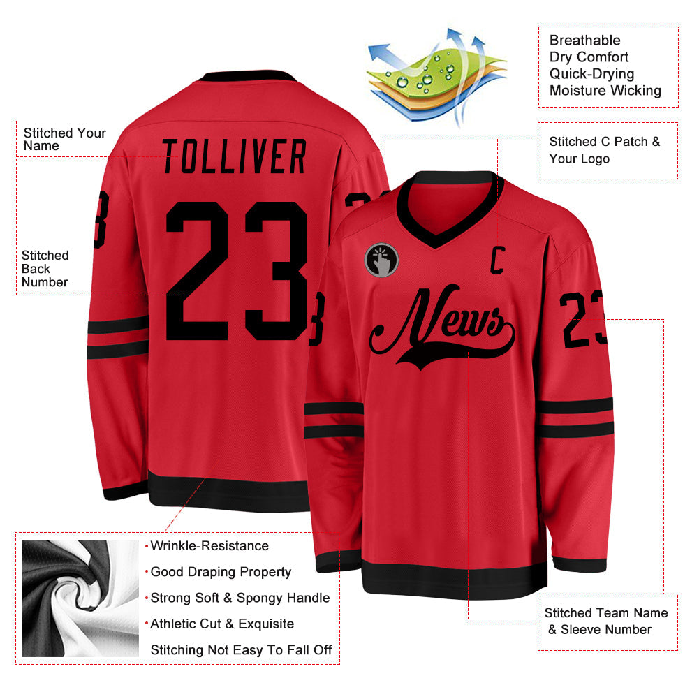 Custom Hockey Jersey - Red Black product image 2