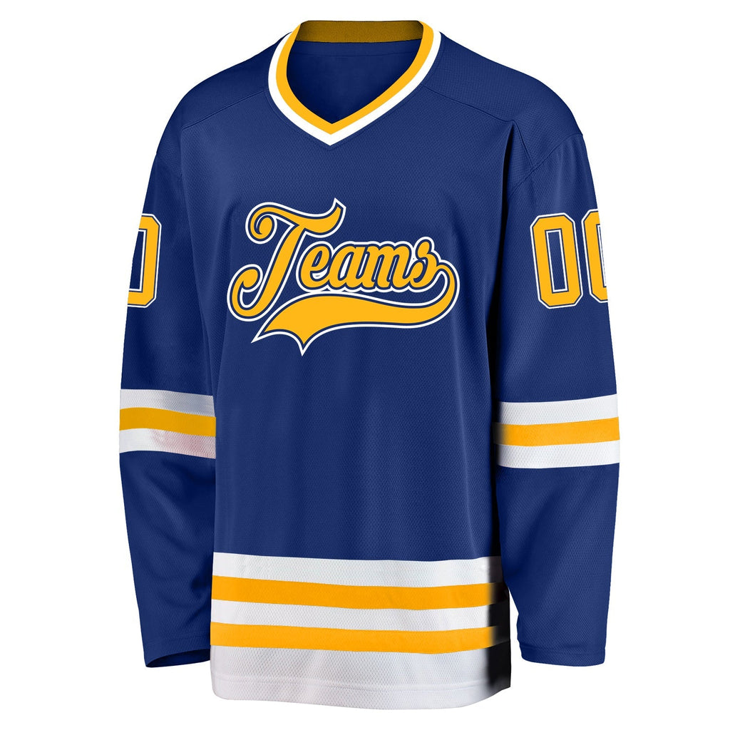 Custom Hockey Jersey - Royal Gold-White product image 2