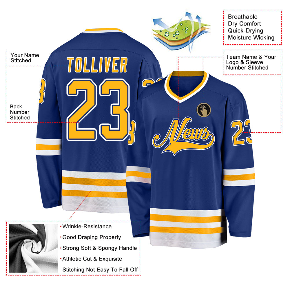 Custom Hockey Jersey - Royal Gold-White product image 4