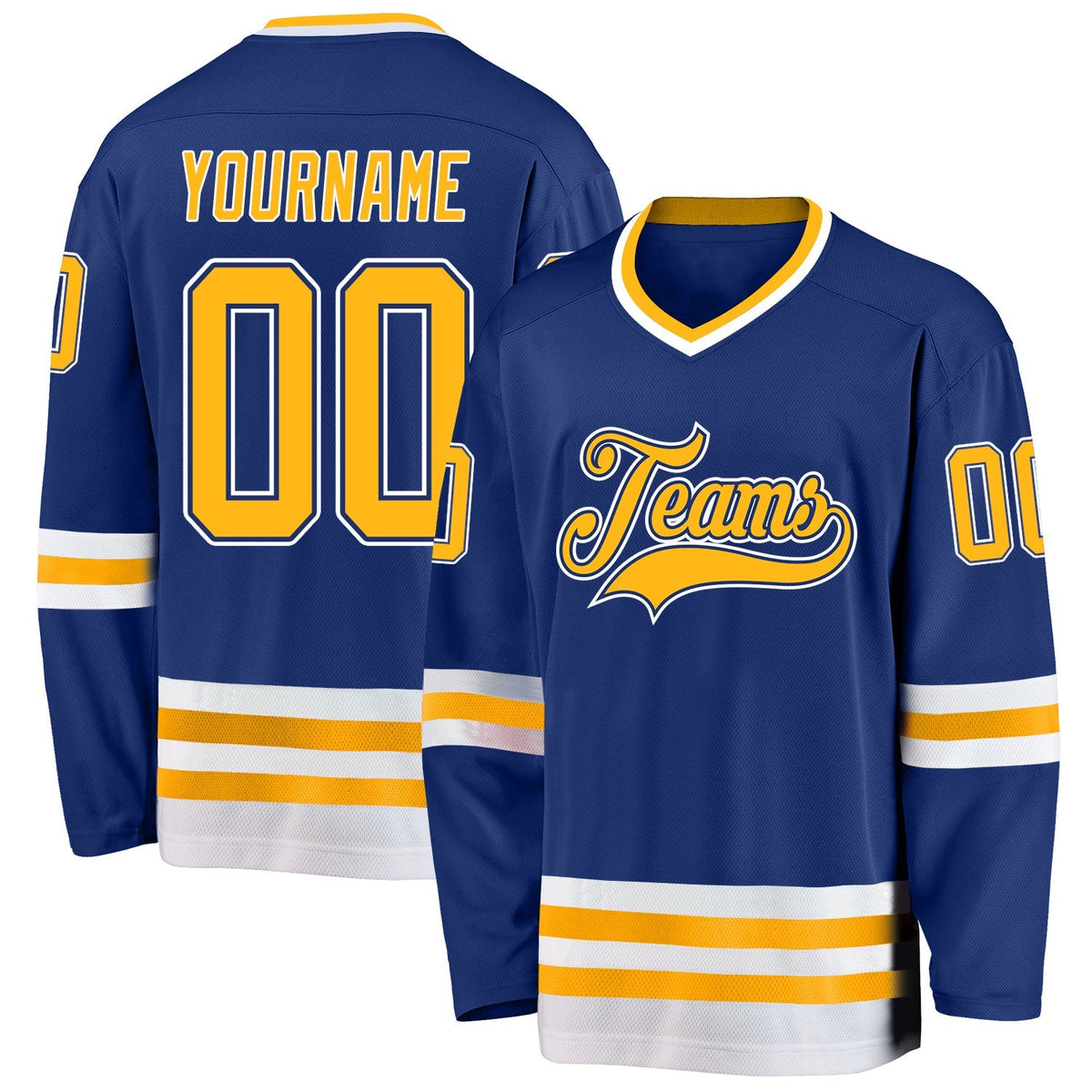 Custom Hockey Jersey - Royal Gold-White product image 1