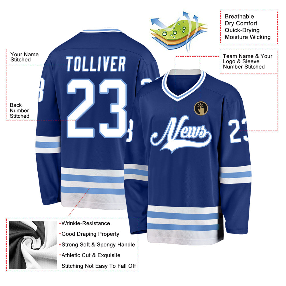 Custom Hockey Jersey - Royal White-Light Blue product image 4