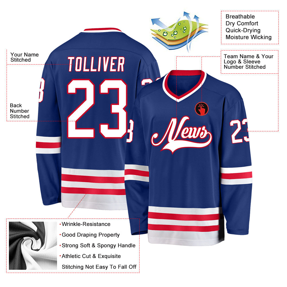 Custom Hockey Jersey - Royal White-Red product image 2