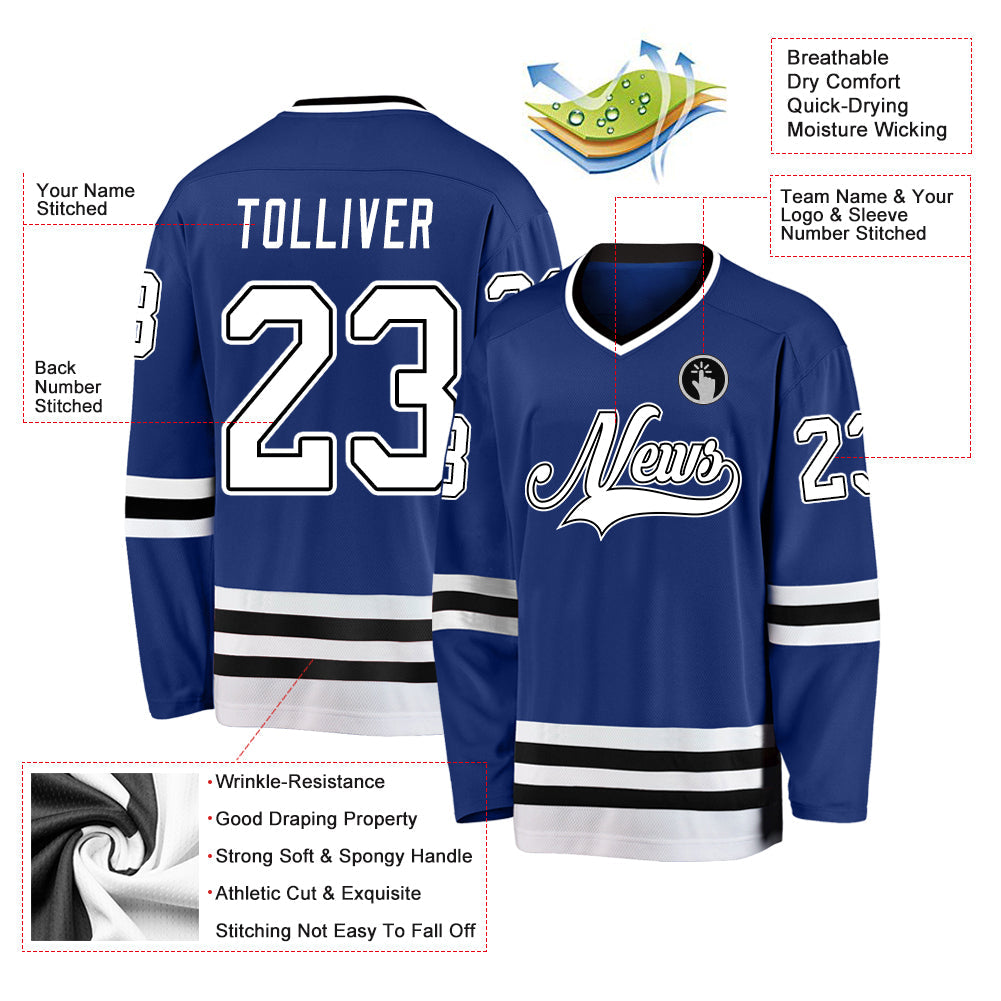Custom Hockey Jersey - Royal White-Black product image 2