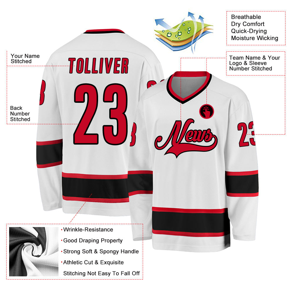 Custom Hockey Jersey - White Red-Black product image 2