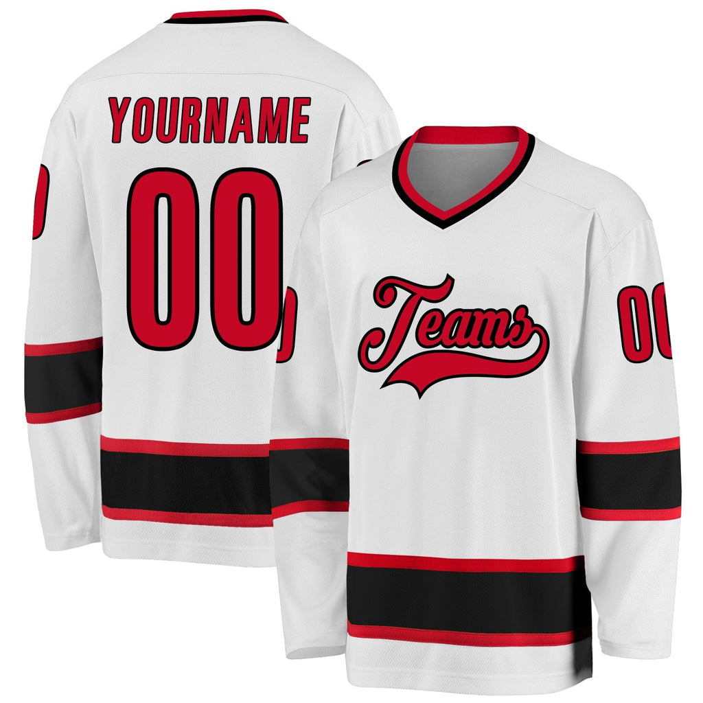 Custom Hockey Jersey - White Red-Black product image 1