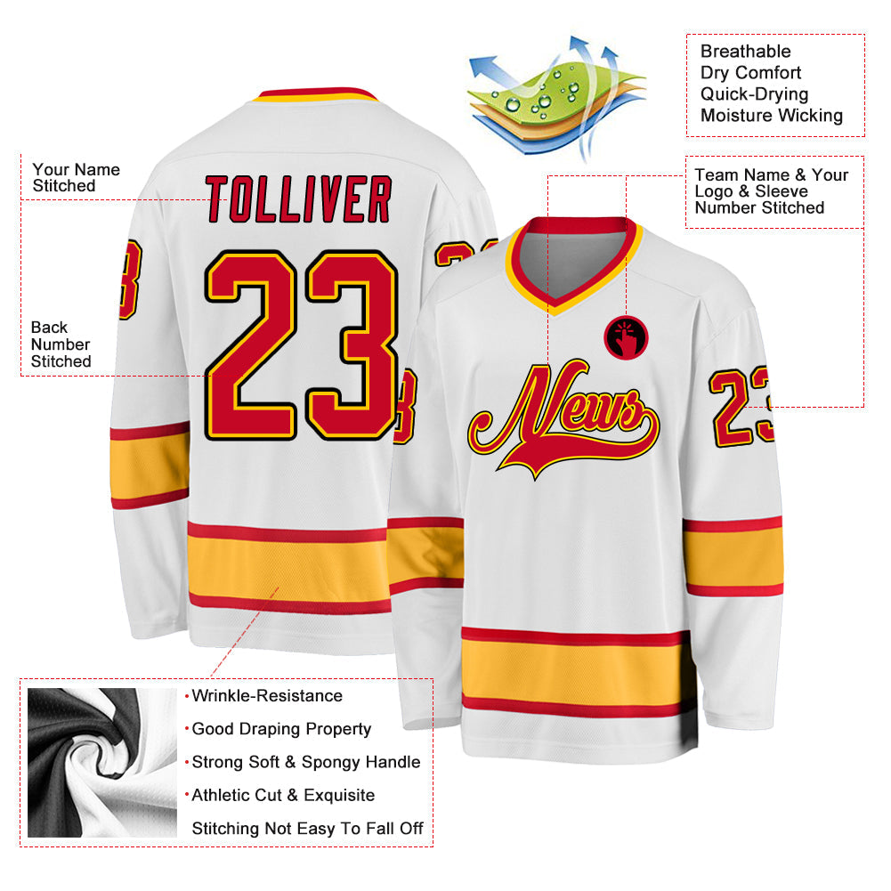 Custom Hockey Jersey - White Red-Gold product image 2