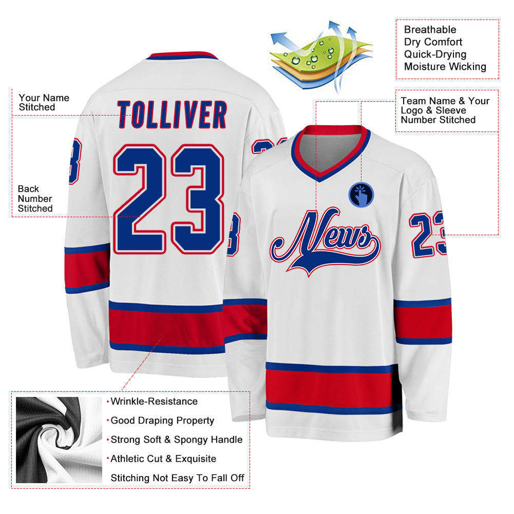 Custom Hockey Jersey - White Royal-Red product image 2
