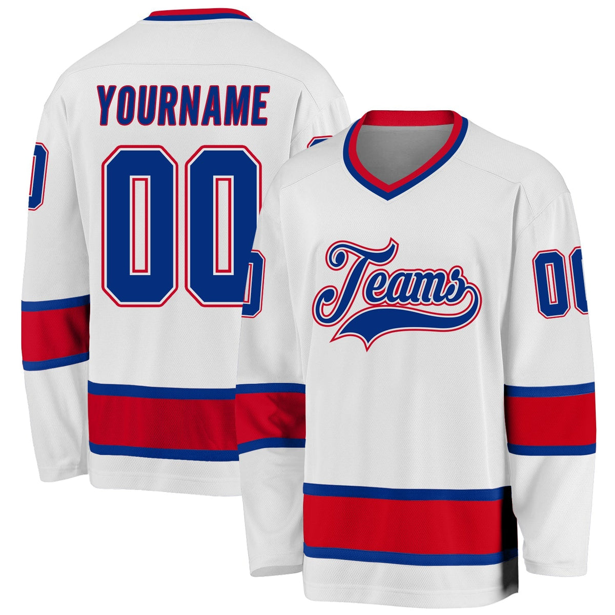Custom Hockey Jersey - White Royal-Red product image 1