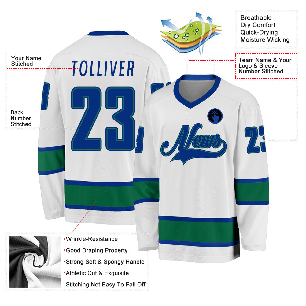 Custom Hockey Jersey - White Royal-Kelly Green product image 2