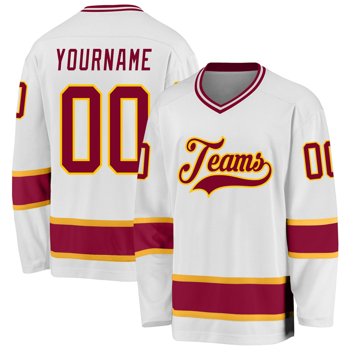 Custom Hockey Jersey - White Maroon-Gold product image 1