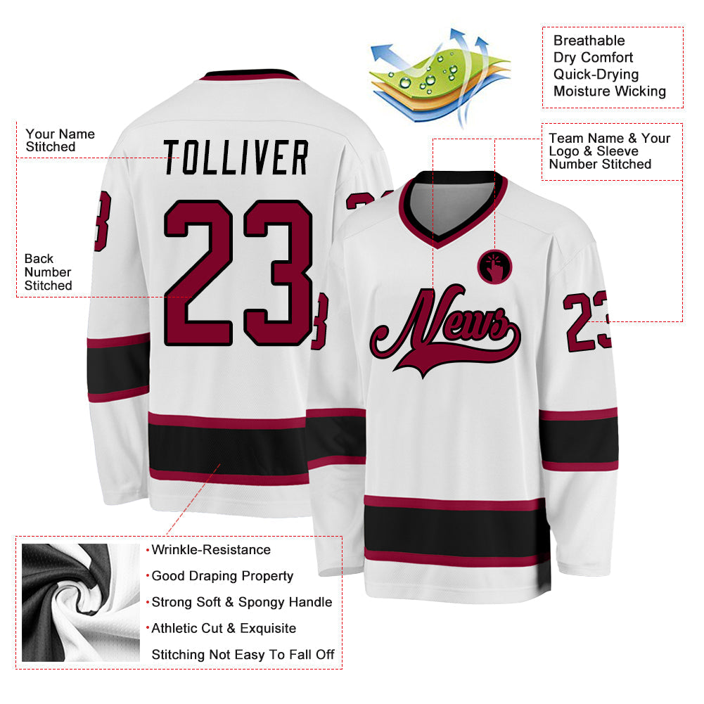 Custom Hockey Jersey - White Maroon-Black product image 2