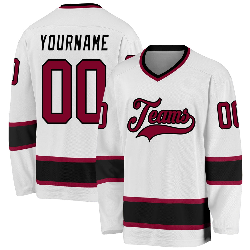Custom Hockey Jersey - White Maroon-Black product image 1